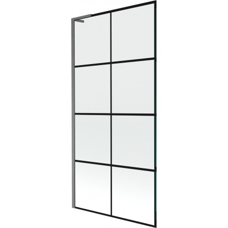 Mexen Next L shower screen 1-winged 90 x 150 cm, black grid, brushed gun gray - 895-090-000-03-77-66