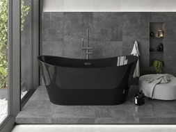 Mexen Montana freestanding bathtub 170 x 80 cm, black, gun gray brushed overflow - 52011708070-66
