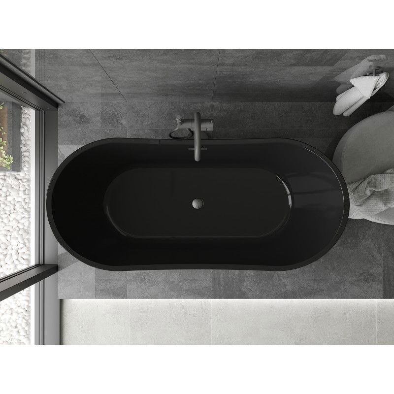 Mexen Montana freestanding bathtub 170 x 80 cm, black, brushed gun gray overflow - 52011708070-66