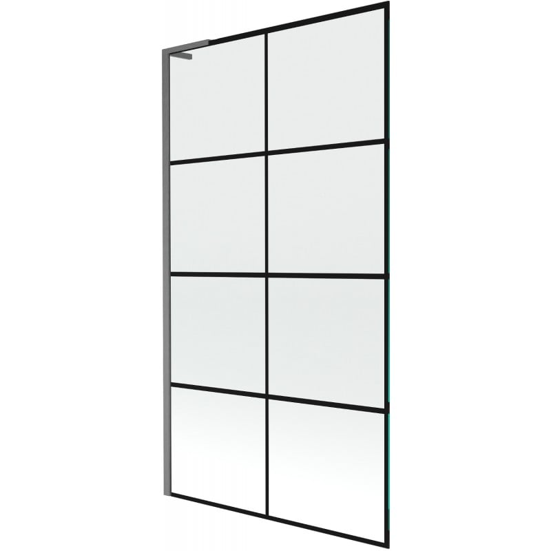 Mexen Next L 1-wing bath screen 100 x 150 cm, black grid, brushed gun gray - 895-100-000-03-77-66