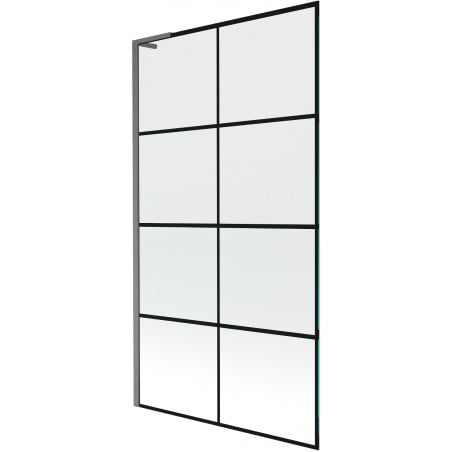 Mexen Next L 1-wing bath screen 100 x 150 cm, black grid, brushed gun gray - 895-100-000-03-77-66