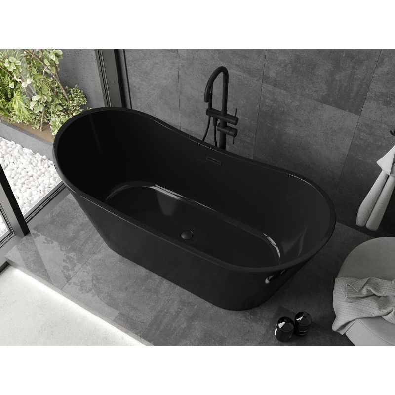 Mexen Montana 170 x 80 cm Freestanding Bath, Black, Black Overflow - 52011708070-70