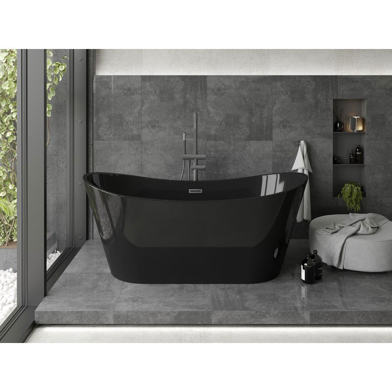Mexen Montana freestanding bathtub 170 x 80 cm, black, gun metal overflow - 52011708070-95