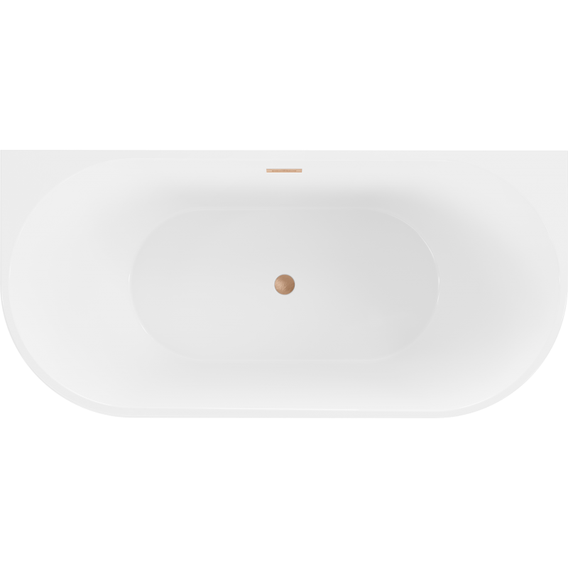 Mexen Oval freestanding back-to-wall bathtub 180 x 80 cm, white/black, brushed copper overflow - 52671808075-65