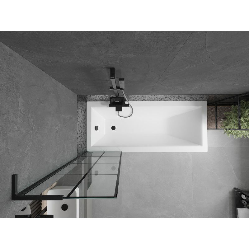 Mexen Next L bath screen 1-wing 50 x 150 cm, black grid, black - 895-050-000-03-77-70