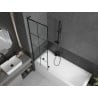 Mexen Next L 1-wing bath screen 60 x 150 cm, black grid, black - 895-060-000-03-77-70