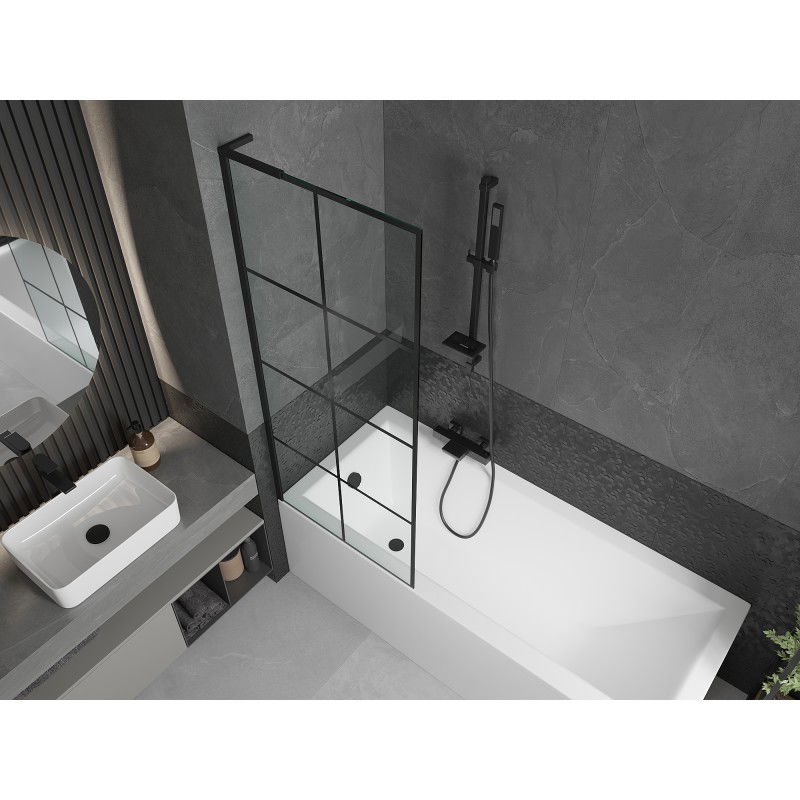 Mexen Next L 1-wing shower screen 70 x 150 cm, black grid, black - 895-070-000-03-77-70
