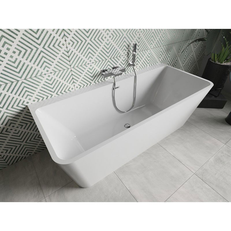 Mexen Volta freestanding wall-mounted bath 150 x 75 cm, white, chrome overflow - 51131507500-01