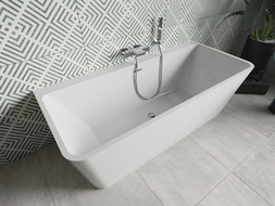 Mexen Volta freestanding wall-mounted bathtub 67 x 29.5 in, white, chrome overflow - 51131707500-01