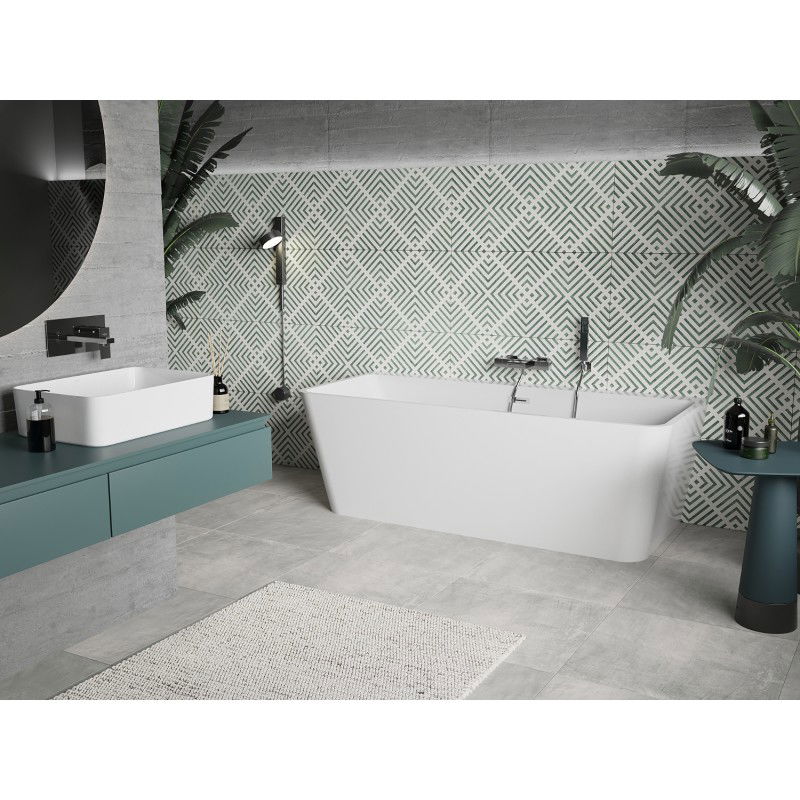 Mexen Volta free-standing wall-adjacent bathtub 170 x 75 cm, white, chrome overflow - 51131707500-01
