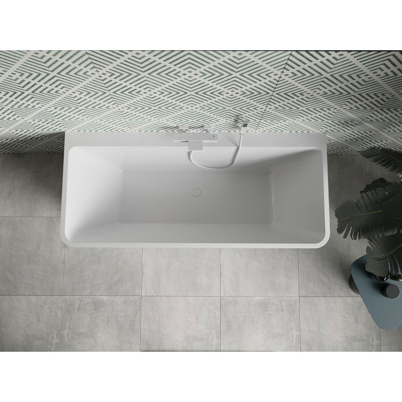 Mexen Volta freestanding back-to-wall bath 170 x 75 cm, white, white overflow - 51131707500-20