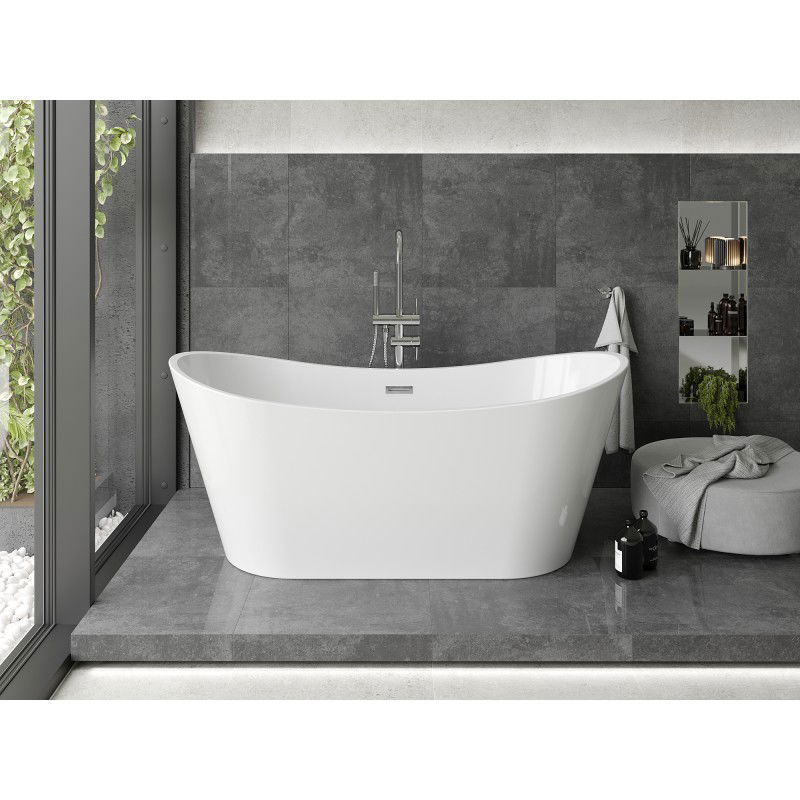 Mexen Montana freestanding bath 180 x 80 cm, white, chrome overflow - 52011808000-01