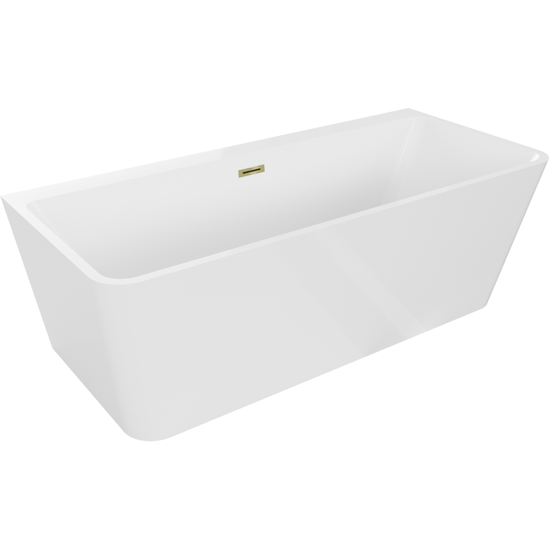 Mexen Volta freestanding wall-mounted bathtub 150 x 75 cm, white, gold overflow - 51131507500-50