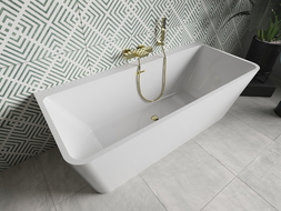 Mexen Volta freestanding wall-mounted bath 170 x 75 cm, white, gold overflow - 51131707500-50