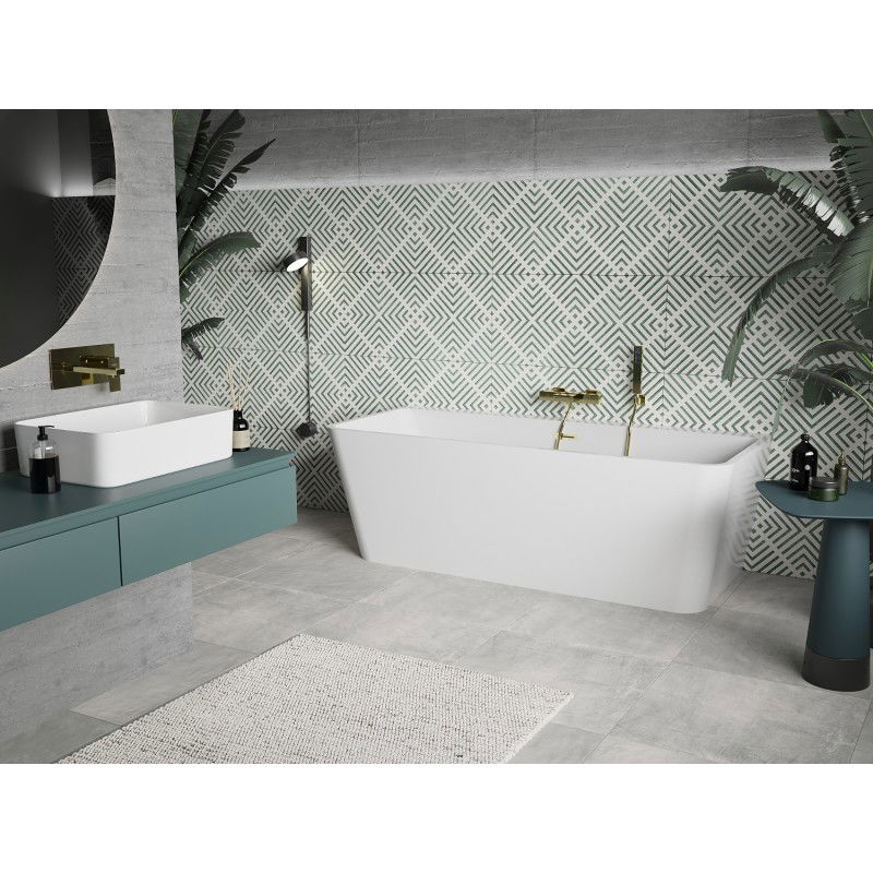 Mexen Volta freestanding wall-mounted bath 170 x 75 cm, white, gold overflow - 51131707500-50
