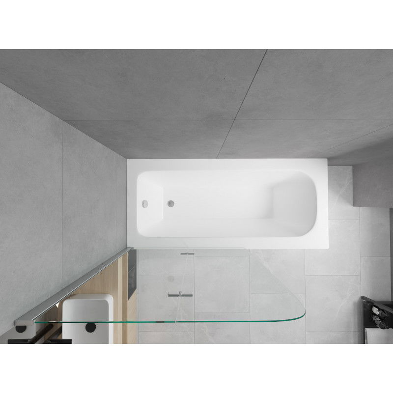 Mexen Vega rectangular bathtub 170 x 70 cm with enclosure and 2-panel screen 100 cm, transparent, chrome - 550117070X9010020100