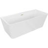 Mexen Volta 150 x 75 cm Wall-Mounted Free-Standing Bathtub, White, Brushed Gold Overflow - 51131507500-55