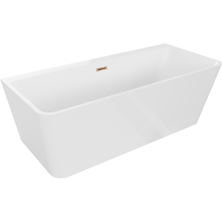 Mexen Volta freestanding wall-adjacent bath 150 x 75 cm, white, rose gold overflow - 51131507500-60