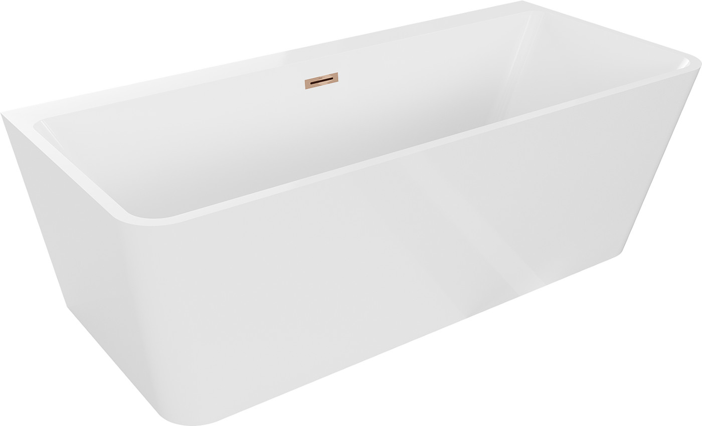 Mexen Volta freestanding wall-mounted bathtub 150 x 75 cm, white, rose gold overflow - 51131507500-60