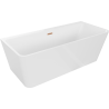 Mexen Volta freestanding wall bathtub 67 x 29.5 in, white, brushed copper overflow - 51131707500-65