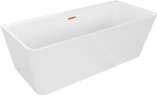 Mexen Volta freestanding back-to-wall bath 170 x 75 cm, white, brushed copper overflow - 51131707500-65