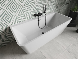Mexen Volta free-standing back-to-wall bath 170 x 75 cm, white, black overflow - 51131707500-70