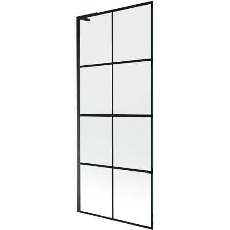 Mexen Next L Bath Screen 1-Panel 80 x 150 cm, Black Grid, Black - 895-080-000-03-77-70