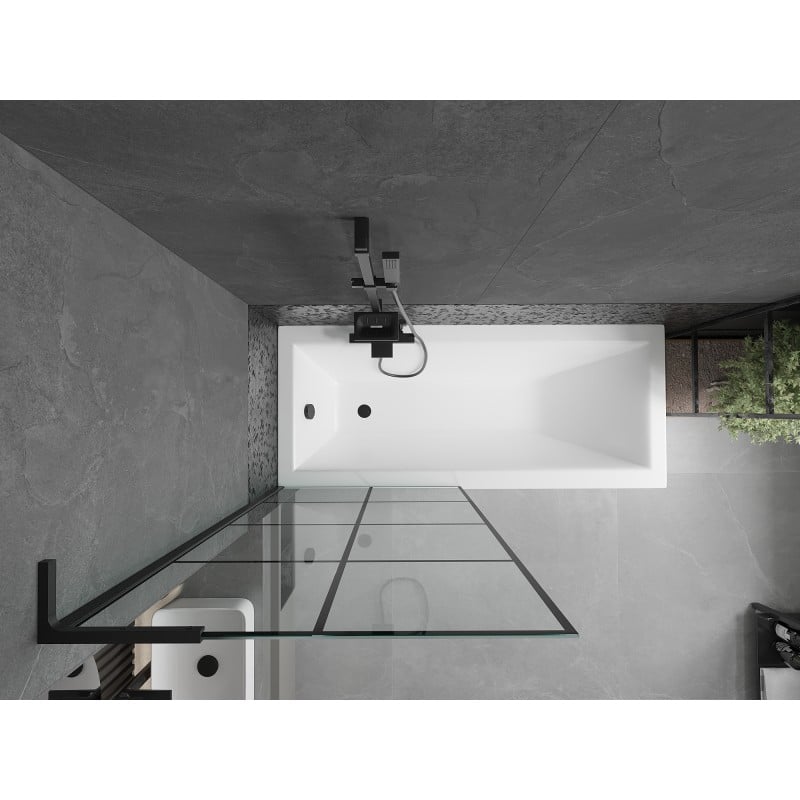 Mexen Next L Bath Screen 1-Panel 80 x 150 cm, Black Grid, Black - 895-080-000-03-77-70