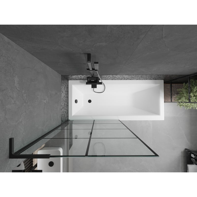 Mexen Next L 1-wing bath screen 90 x 150 cm, black grid, black - 895-090-000-03-77-70