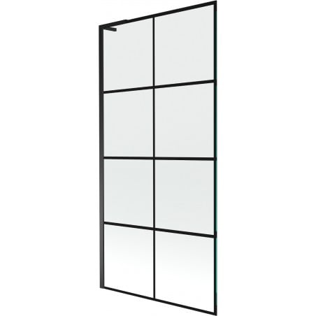Mexen Next L 1-wing bath screen 90 x 150 cm, black grid, black - 895-090-000-03-77-70