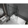 Mexen Next L bath screen 1-wing 100 x 150 cm, black grid, black - 895-100-000-03-77-70