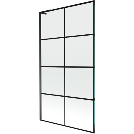 Mexen Next L bath screen 1-wing 100 x 150 cm, black grid, black - 895-100-000-03-77-70