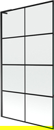 Mexen Next L bath screen 1-wing 100 x 150 cm, black grid, black - 895-100-000-03-77-70