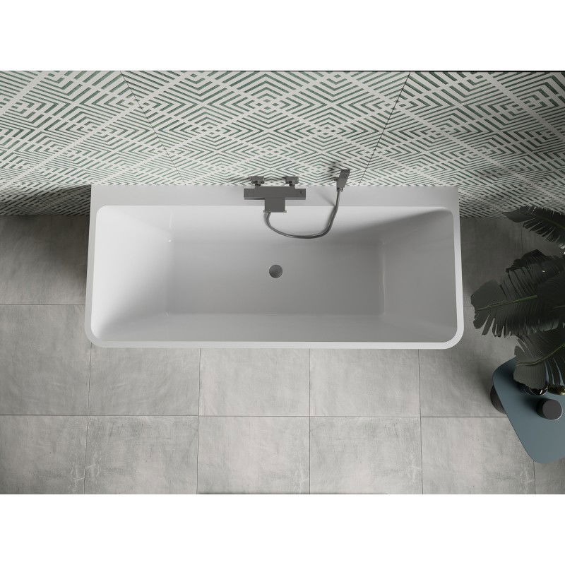 Mexen Volta free-standing wall-adjacent bathtub 170 x 75 cm, white, overflow gun metal - 51131707500-95