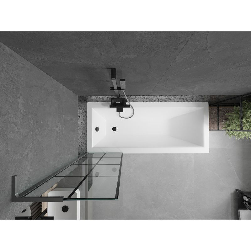 Mexen Next L 1-winged bath screen 50 x 150 cm, black grid, gun metal - 895-050-000-03-77-95