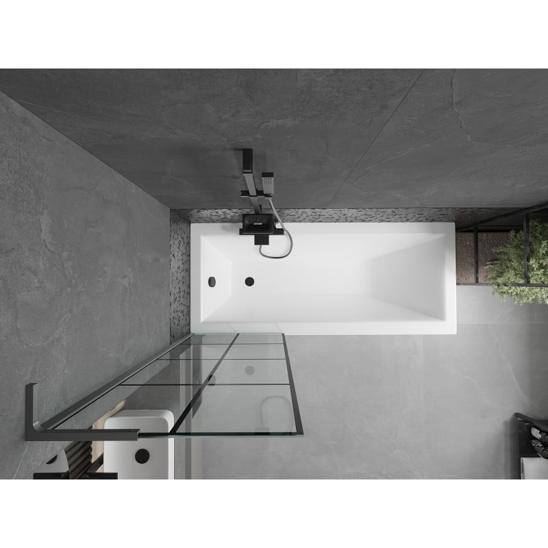 Mexen Next L bath screen 1-wing 60 x 150 cm, black grille, gun metal - 895-060-000-03-77-95