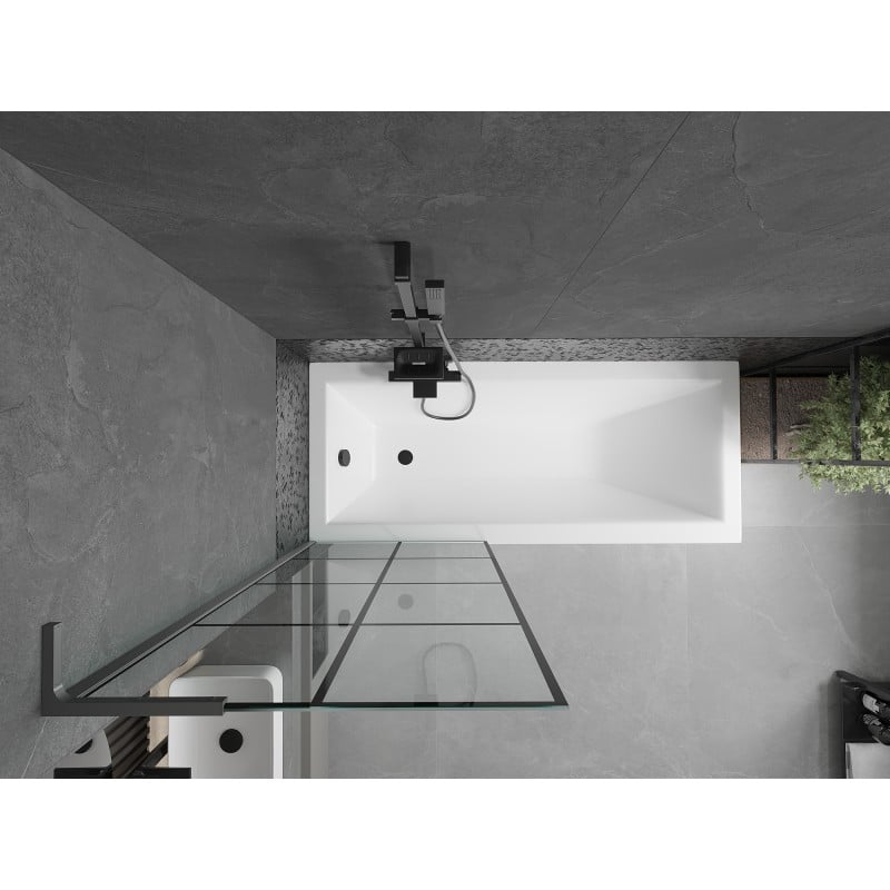 Mexen Next L Bath Screen 1-Panel 70 x 150 cm, Black Grid, Gun Metal - 895-070-000-03-77-95