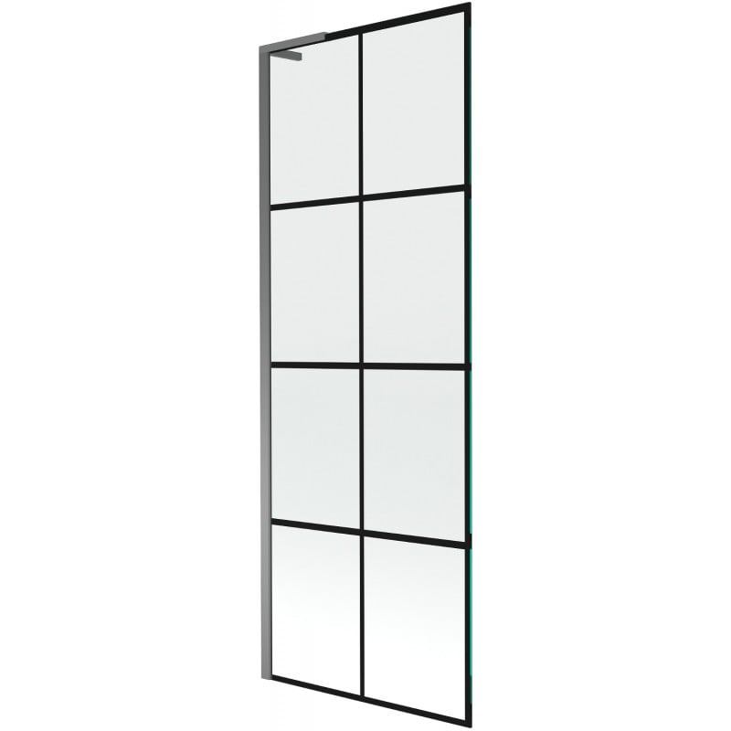 Mexen Next L Bath Screen 1-Panel 70 x 150 cm, Black Grid, Gun Metal - 895-070-000-03-77-95