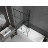 Mexen Next L 1-wing Bath Screen 90 x 150 cm, black grid, gun metal - 895-090-000-03-77-95