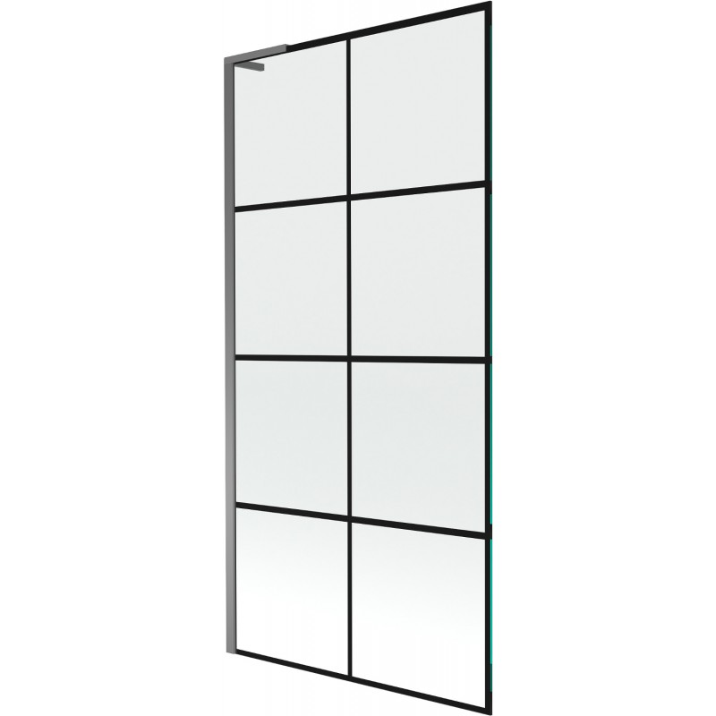 Mexen Next L 1-wing Bath Screen 90 x 150 cm, black grid, gun metal - 895-090-000-03-77-95