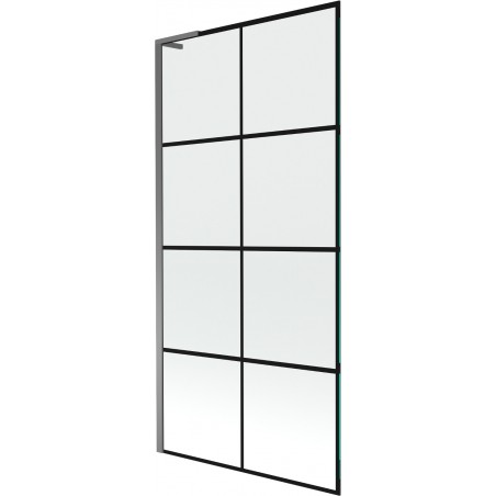 Mexen Next L 1-wing Bath Screen 90 x 150 cm, black grid, gun metal - 895-090-000-03-77-95
