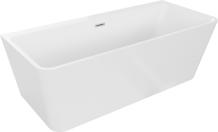 Mexen Volta freestanding wall-mounted bathtub 150 x 75 cm, white, brushed nickel overflow - 51131507500-97