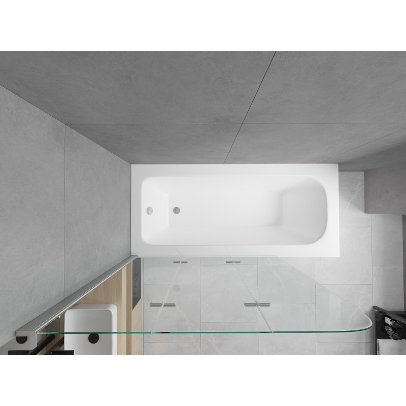 Mexen Vega rectangular bathtub 170 x 70 cm with casing and 3-panel screen 120 cm, transparent, chrome - 550117070X9012030100