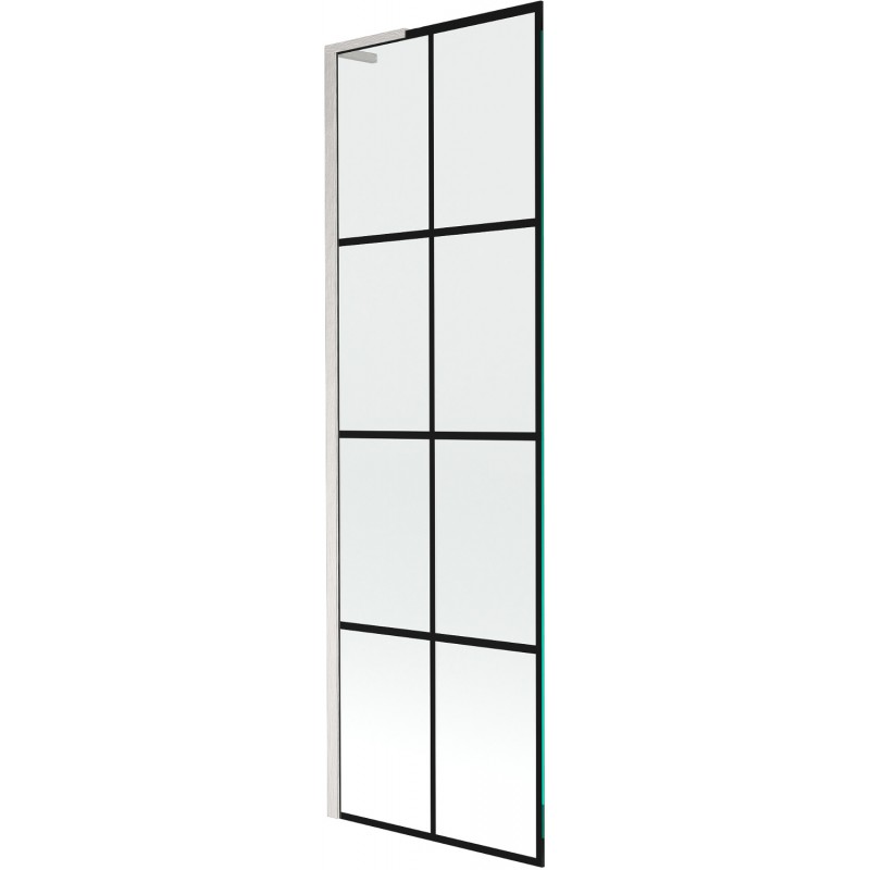 Mexen Next L bath screen 1-wing 60 x 150 cm, black pattern, brushed nickel - 895-060-000-03-77-97