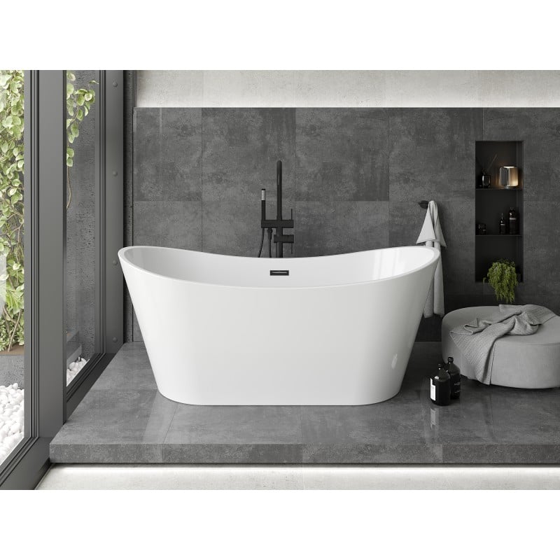 Mexen Montana freestanding bathtub 180 x 80 cm, white, black overflow - 52011808000-70