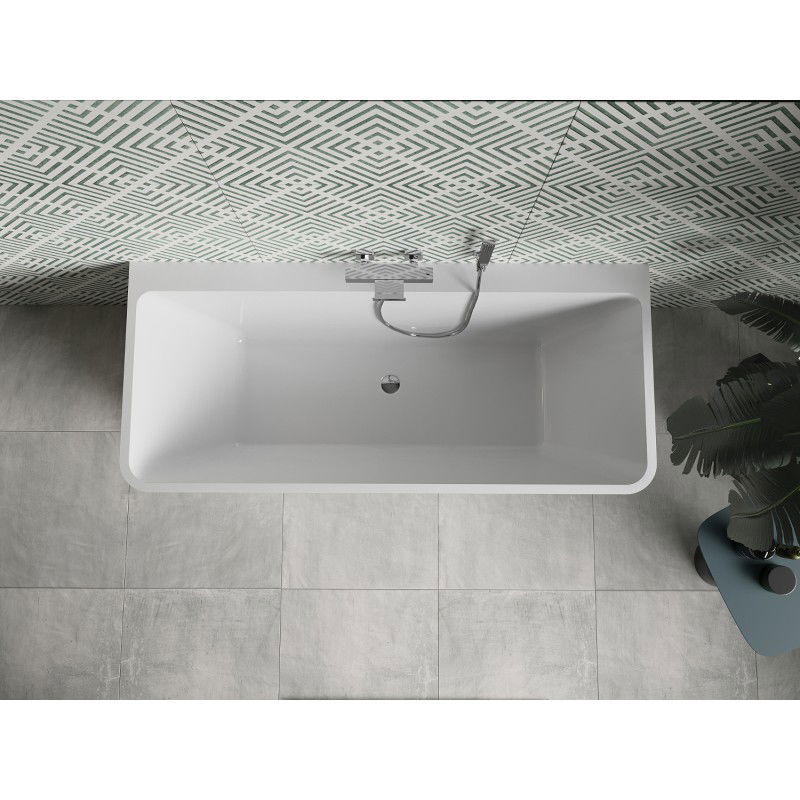 Mexen Volta free-standing wall-mounted bathtub 150 x 75 cm, white/black, chrome overflow - 51131507575-01