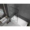 Mexen Next L shower screen 1-fold 90 x 150 cm, black grid, brushed nickel - 895-090-000-03-77-97