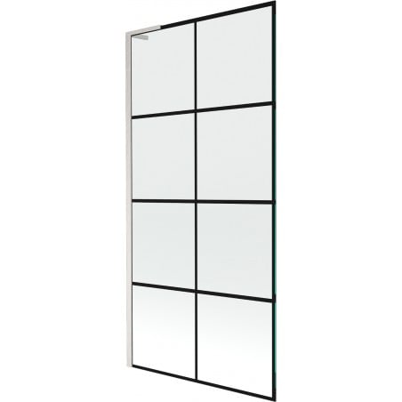 Mexen Next L Shower Screen Single-Panel 90 x 150 cm, Black Pattern, Brushed Nickel - 895-090-000-03-77-97