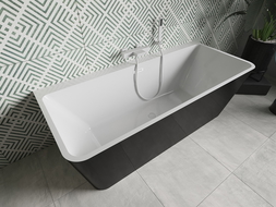 Mexen Volta Freestanding Wall Bath 150 x 75 cm, White/Black, White Overflow - 51131507575-20