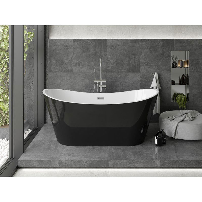 Mexen Montana freestanding bathtub 180 x 80 cm, white/black, chrome overflow - 52011808075-01